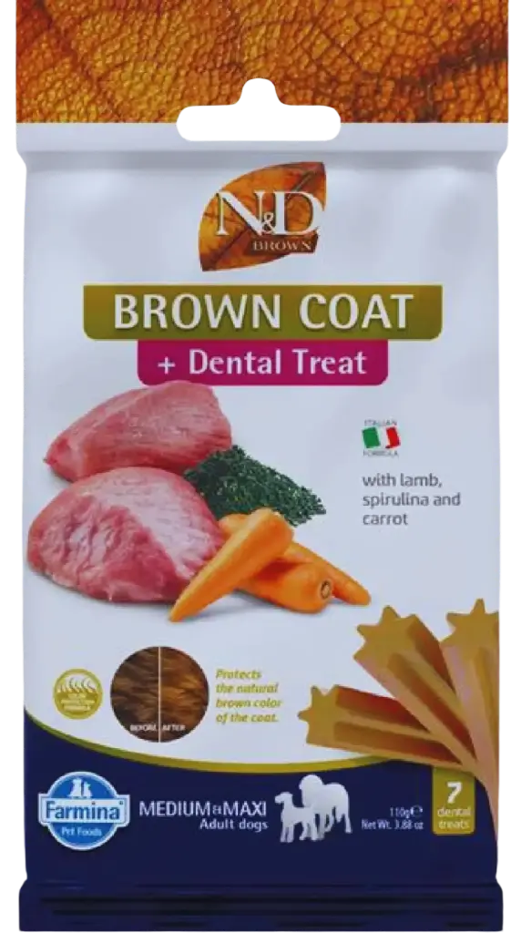 Pamlsok Farmina ND Brown Dog Lamb Potato Carrot Spirul Adult medium & maxi 100g