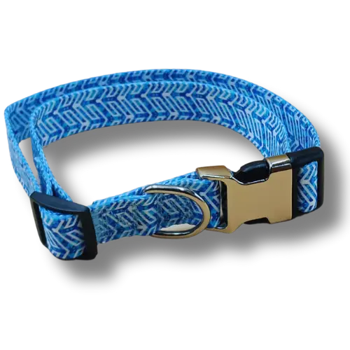 Nastaviteľný obojok pre psov – M - 2x32-50cm - Modro 