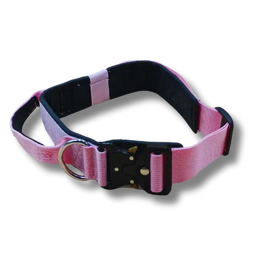 Taktický obojok s rukoväťou - 4x34-40cm - Nylon - Ružový 