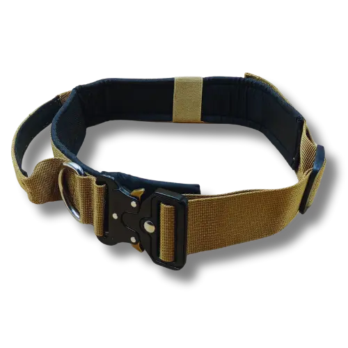 Taktický obojok s rukoväťou - 4x34-40cm - Nylon - Hnedý