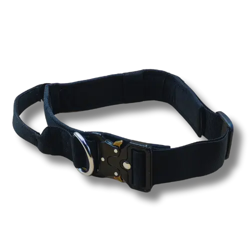 Taktický obojok s rukoväťou - 4x50-58cm - Nylon - Čierny