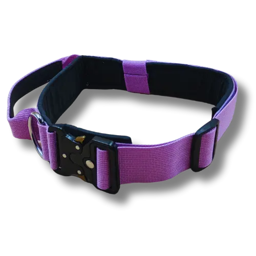 Taktický obojok s rukoväťou - 4x38- 46cm - Nylon - Fialový 