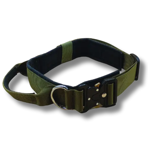 Taktický obojok s rukoväťou - 4x34-40cm - Nylon - Zelený
