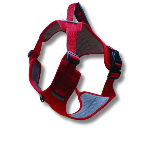 Pohodlný postroj s rukoväťou - M - Červený