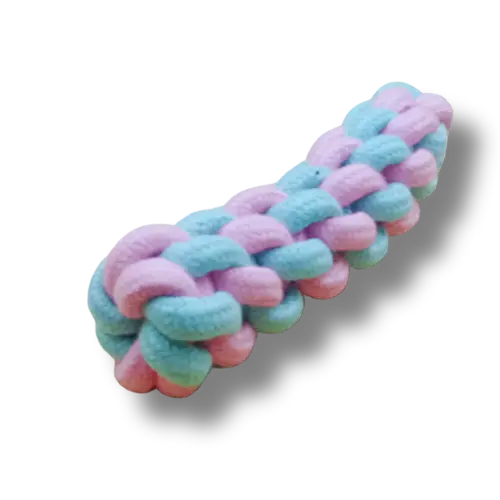 Hračka pre psa stredná - Lano - Šúľok- Ružová/Zelená - 17cm Dĺžka