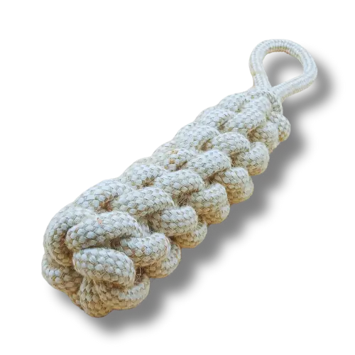 Hračka pre psa veľká - Lano - Pendrek - Biela/Hnedá - 37 cm Dĺžka