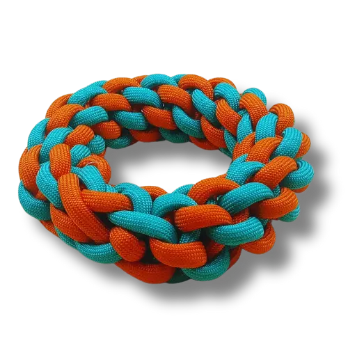 Hračka pre psa veľká - Lano - Kruh - Oranžová/Zelená - 18 cm 
