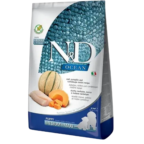 Farmina N&D dog OCEAN PUMPKIN (GF) puppy medium & maxi, cod & cantaloupe melon 12 kg