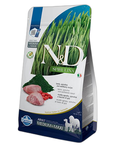 Farmina N&D dog SPIRULINA (GF) adult medium & maxi, lamb 7 kg