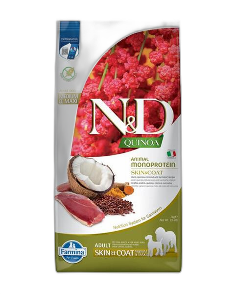 Farmina N&D dog QUINOA (GF) adult medium & maxi, skin & coat, duck & coconout 7 kg