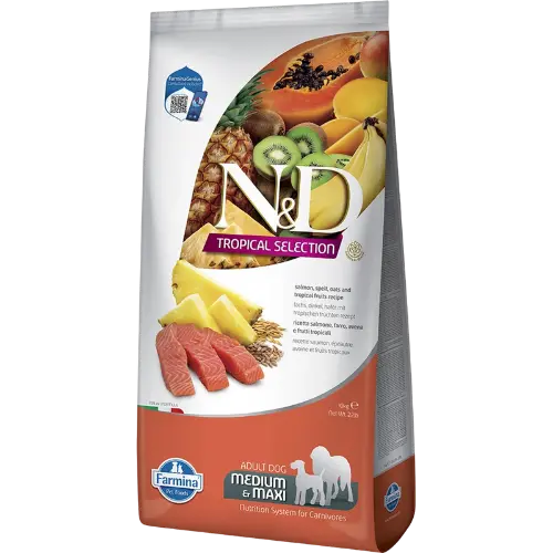 Farmina N&D dog TROPICAL SELECTION (AG) adult medium & maxi, salmon 10 kg
