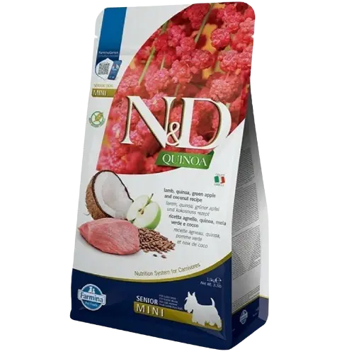 Farmina N&D dog QUINOA (GF) senior mini lamb, green apple and coconut 5 kg