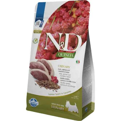 Farmina N&D dog QUINOA (GF) adult mini urinary , duck & cranberry 5 kg