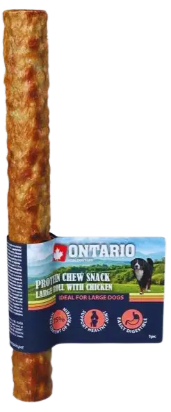 Pochúťka Ontario Protein kura, žuvacia rolka veľká 25,4cm, Large