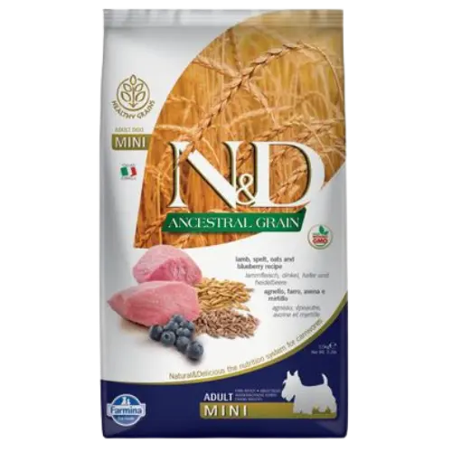 Farmina N&D dog AG adult mini, lamb, spelt, oats & blueberry 7 kg