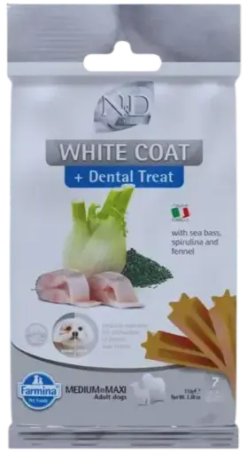 Pamlsok Farmina ND White Dog Sea Bass Fenn Rice Spiru Adult medium & maxi 100g