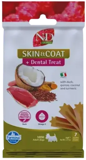 Pamlsok Farmina Quinoa Dog Skin Coat Duck Adult Mini 60g