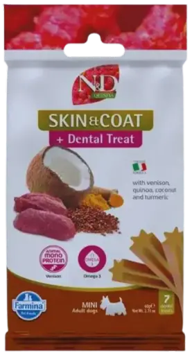 Pamlsok Farmina Quinoa Dog Skin Coat Venison Adult Mini 60g