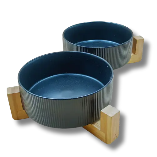 Keramická súprava misiek s podstavcom - 2x700 ml - Čierna