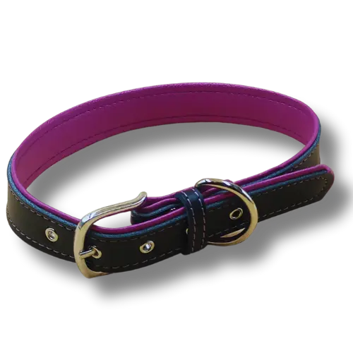 Elegantný PU obojok pre psov - 2x42cm - Fialový  podklad