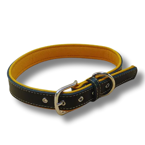 Elegantný PU obojok pre psov - 1,5x25cm - Žltý podklad 
