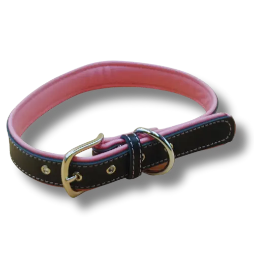 Elegantný PU obojok pre psov - 2x42cm - Ružový podklad
