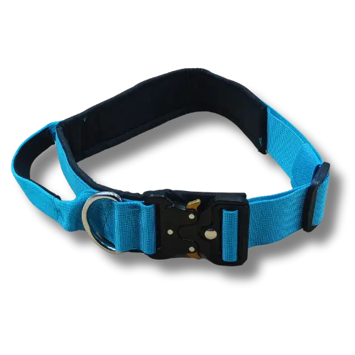 Taktický obojok s rukoväťou - 4x34-40cm - Nylon - Modrý 