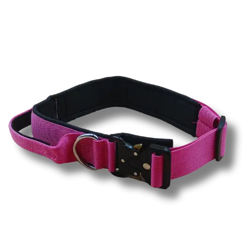 Taktický obojok s rukoväťou - 4x34-40cm - Nylon - Magenta