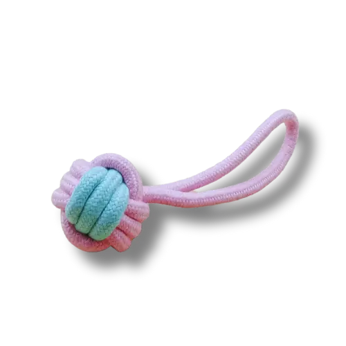 Hračka pre psa malá - Lano - Lopta s lanom- Ružová/Modrá/ - 20cm Dĺžka 