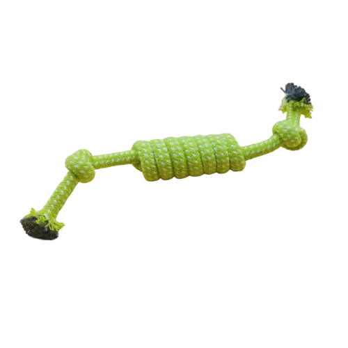 Hračka pre psa malá - Lano - Lano s uzlami- Zelená - 30cm Dĺžka