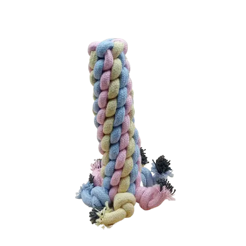 Hračka pre psa stredná - Lano - Stĺp- Ružová/Modrá/Žltá - 17cm Dĺžka