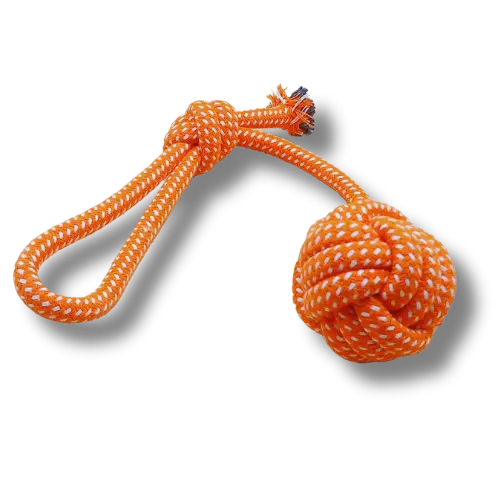 Hračka pre psa veľká - Lano - Lopta na lane - Ružová/Biela - 41cm Dĺžka