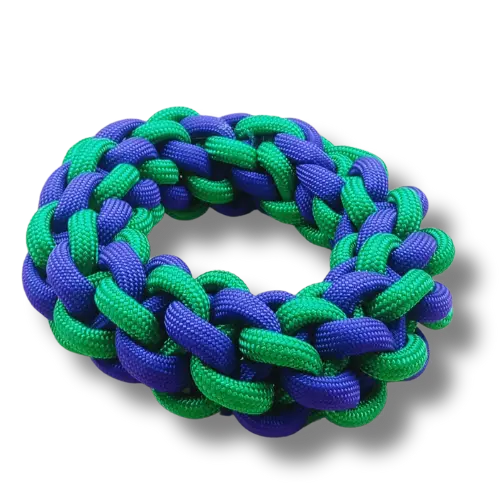 Hračka pre psa veľká - Lano - Kruh - Zelená/Fialová - 17 cm Priemer