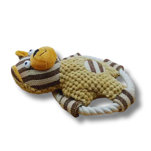 Hračka pre psa pískacia - Plyš - Medveď - Biela/Hnedá - 21 cm Dĺžka