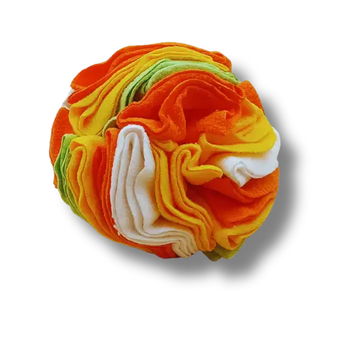 Hračka pre psa interaktívna - Plyš - Čuchacia lopta - Žltá/Červená/Biela - 10 cm Priemer