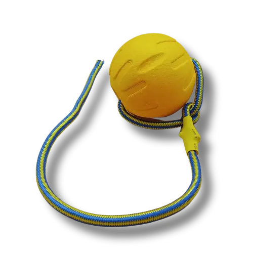 Hračka pre psa šport - EVA pena - Lopta na lane - Žltá - 7 cm Priemer 