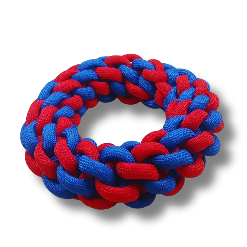 Hračka pre psa veľká - Lano - Kruh - Červená/Modrá - 18 cm Priemer 