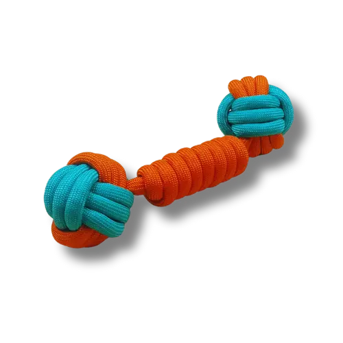 Hračka pre psa stredná - Lano - Kosť- Zelená/Oranžová - 21cm Dĺžka 