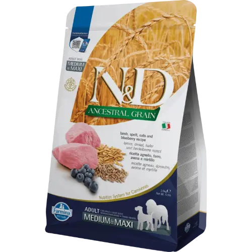 [OBC007310] Farmina N&D dog AG adult medium & maxi, lamb, spelt, oats & blueberry 2,5 kg
