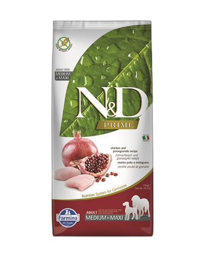 [OBC018571] Farmina N&D dog PRIME (GF) adult medium & maxi, chicken & pomegranate 12 kg
