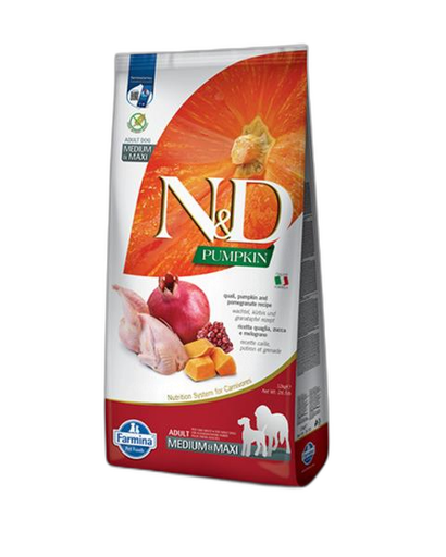 [OBC023413] Farmina N&D dog PUMPKIN (GF) adult medium & maxi, quail & pomegranate 12 kg