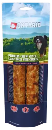 Pochúťka Ontario Protein kura, žuvacia rolka veľká 2ks 25,4cm, Large